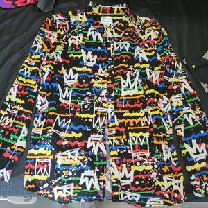 Colorful Graphic Button-Up Shirt